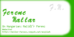 ferenc mallar business card